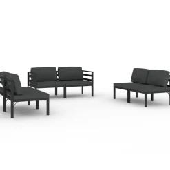Maison Exclusive Salons De Jardin | - Salon de jardin 6 pcs avec coussins aluminium anthracite