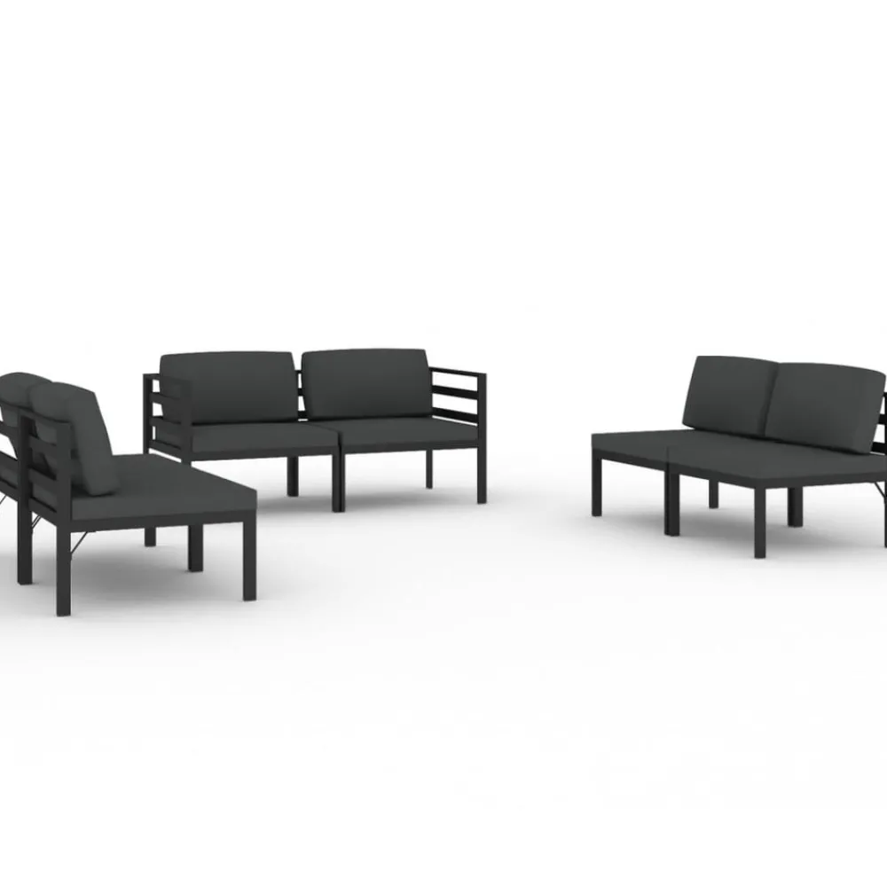 Maison Exclusive Salons De Jardin | - Salon de jardin 6 pcs avec coussins aluminium anthracite
