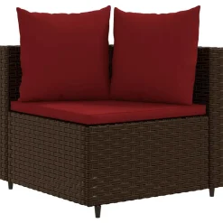 Maison Exclusive Salons De Jardin | - Salon de jardin 4 pcs avec coussins marron résine tressée