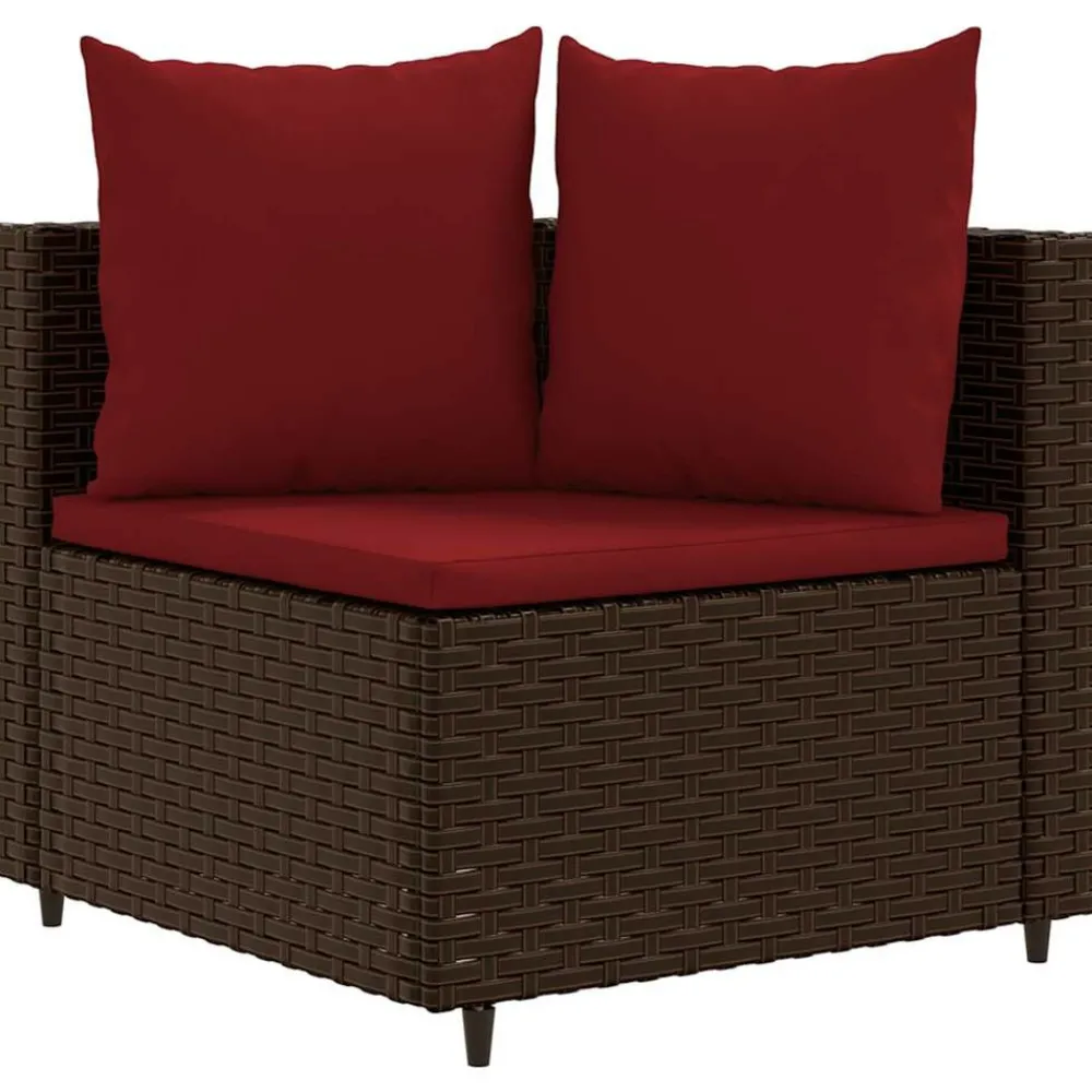 Maison Exclusive Salons De Jardin | - Salon de jardin 4 pcs avec coussins marron résine tressée