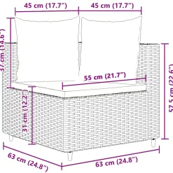Maison Exclusive Salons De Jardin | - Salon de jardin 4 pcs avec coussins marron résine tressée
