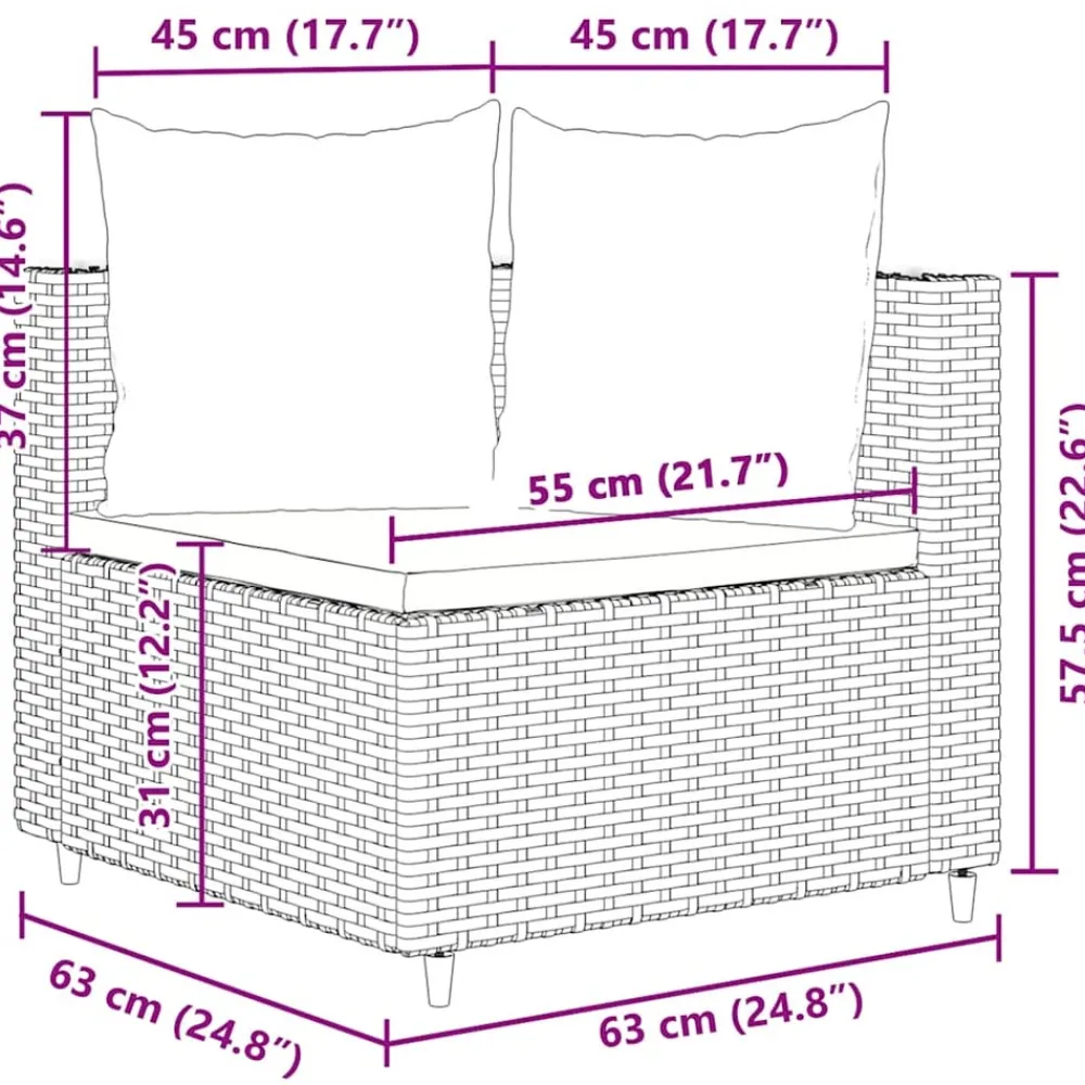 Maison Exclusive Salons De Jardin | - Salon de jardin 4 pcs avec coussins marron résine tressée