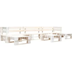 Maison Exclusive Salons De Jardin | - Salon de jardin palette 6 pcs bois blanc