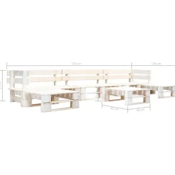 Maison Exclusive Salons De Jardin | - Salon de jardin palette 6 pcs bois blanc