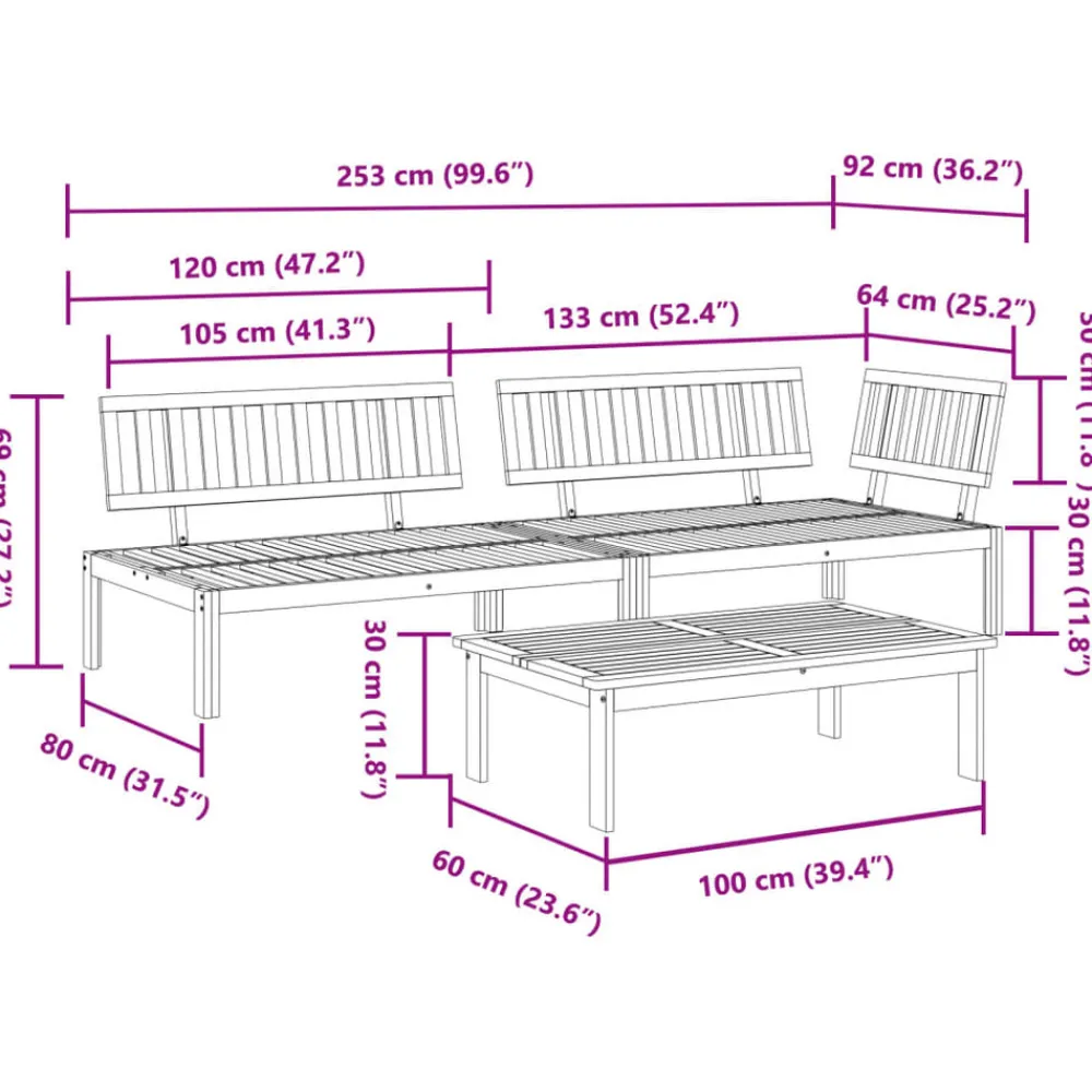 Maison Exclusive Salons De Jardin | - Salon palette de jardin 3 pcs bois d'acacia massif