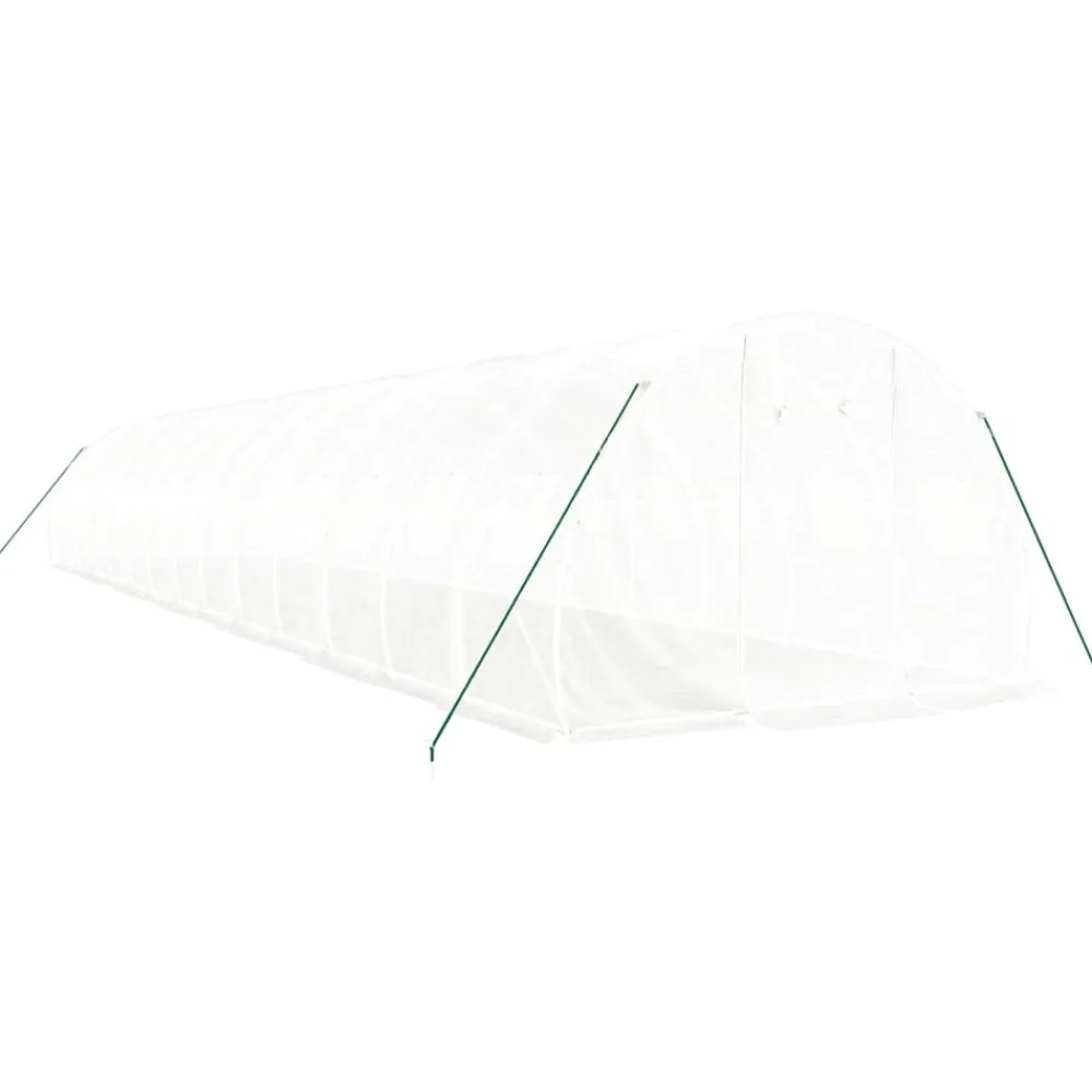 Maison Exclusive Abris De Jardin, Serres Et Rangements | - Serre avec cadre en acier blanc 42 m² 14x3x2 m