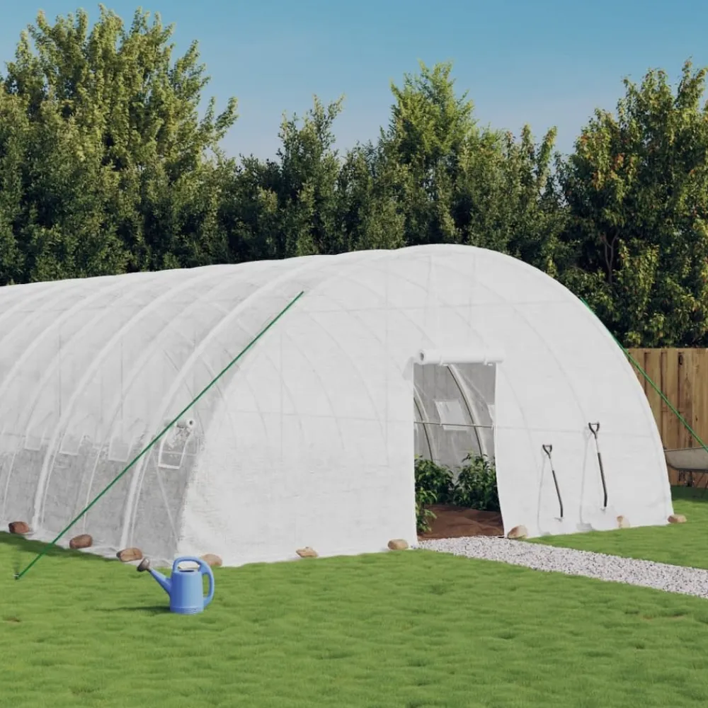 Maison Exclusive Abris De Jardin, Serres Et Rangements | - Serre avec cadre en acier blanc 48 m² 8x6x2,85 m