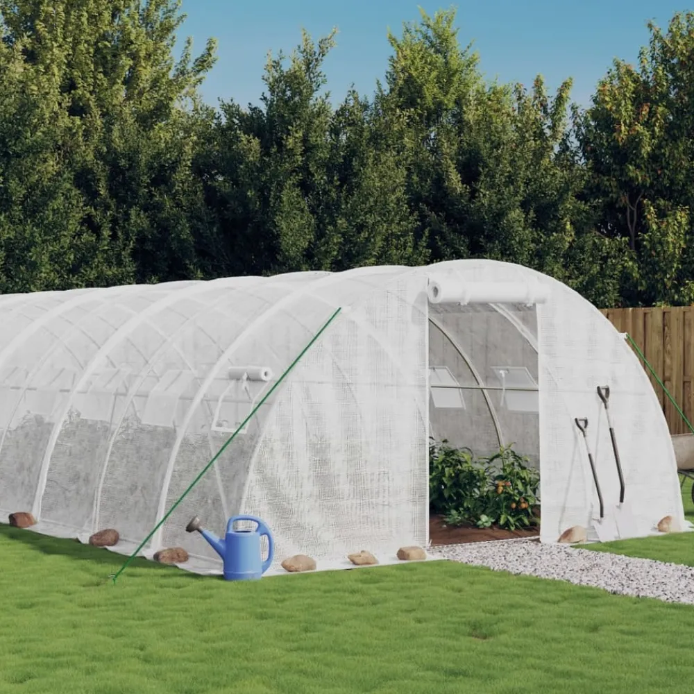 Maison Exclusive Abris De Jardin, Serres Et Rangements | - Serre avec cadre en acier blanc 72 m² 18x4x2 m