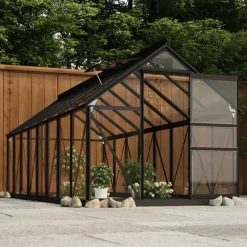 Maison Exclusive Abris De Jardin, Serres Et Rangements | - Serre en verre anthracite 155x395,5x191 cm aluminium