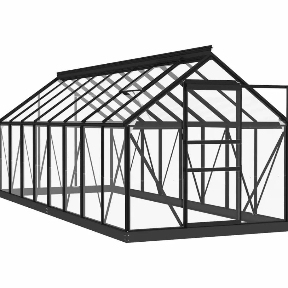 Maison Exclusive Abris De Jardin, Serres Et Rangements | - Serre en verre anthracite 155x395,5x191 cm aluminium