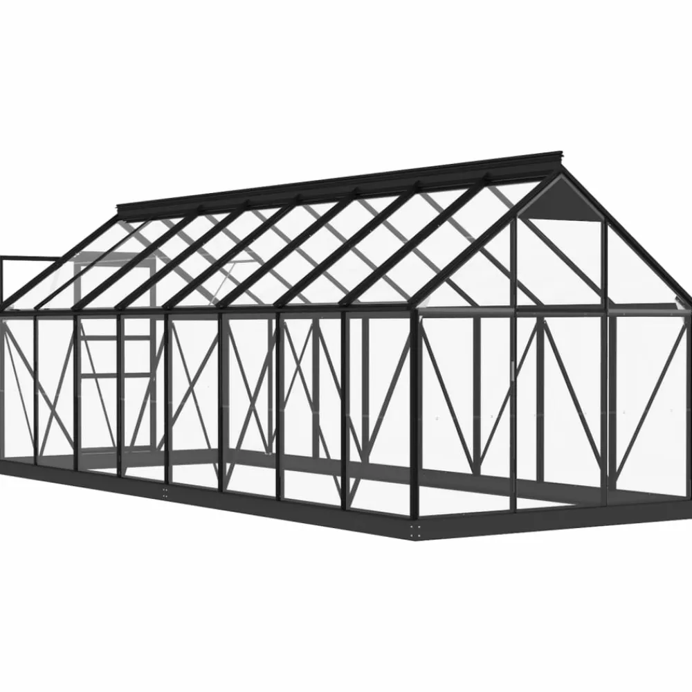 Maison Exclusive Abris De Jardin, Serres Et Rangements | - Serre en verre anthracite 155x395,5x191 cm aluminium