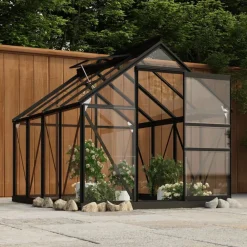 Maison Exclusive Abris De Jardin, Serres Et Rangements | - Serre en verre anthracite 155x200,5x191 cm aluminium