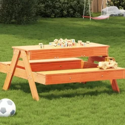 Maison Exclusive Mobilier Pour Enfants | - Table de pique-nique avec bac à sable pour enfants marron cire