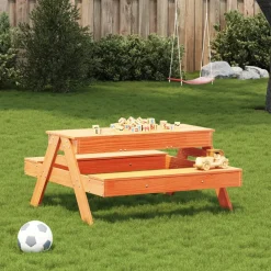 Maison Exclusive Mobilier Pour Enfants | - Table de pique-nique avec bac à sable pour enfants marron cire