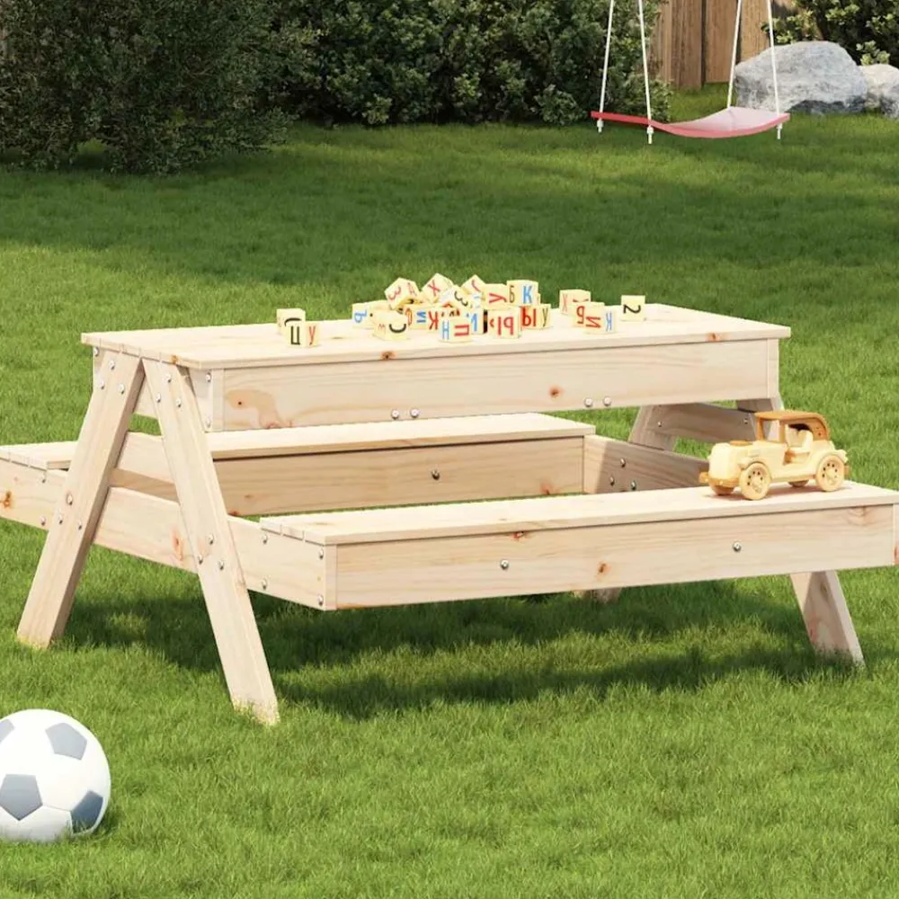 Maison Exclusive Mobilier Pour Enfants | - Table de pique-nique avec bac à sable pour enfants pin massif