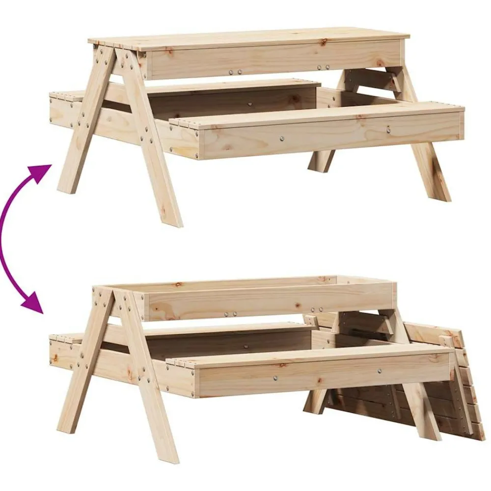 Maison Exclusive Mobilier Pour Enfants | - Table de pique-nique avec bac à sable pour enfants pin massif