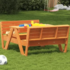 Maison Exclusive Mobilier Pour Enfants | - Table de pique-nique pour enfants cire marron bois massif pin