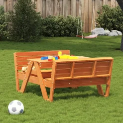 Maison Exclusive Mobilier Pour Enfants | - Table de pique-nique pour enfants cire marron bois massif pin