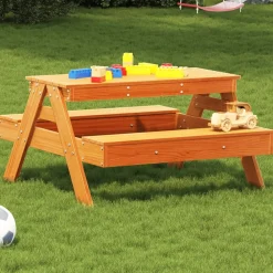 Maison Exclusive Mobilier Pour Enfants | - Table de pique-nique pour enfants cire marron bois massif pin