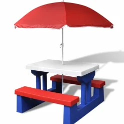 Maison Exclusive Mobilier Pour Enfants | - Table et bancs de pique-nique avec parasol pour enfants