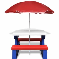 Maison Exclusive Mobilier Pour Enfants | - Table et bancs de pique-nique avec parasol pour enfants