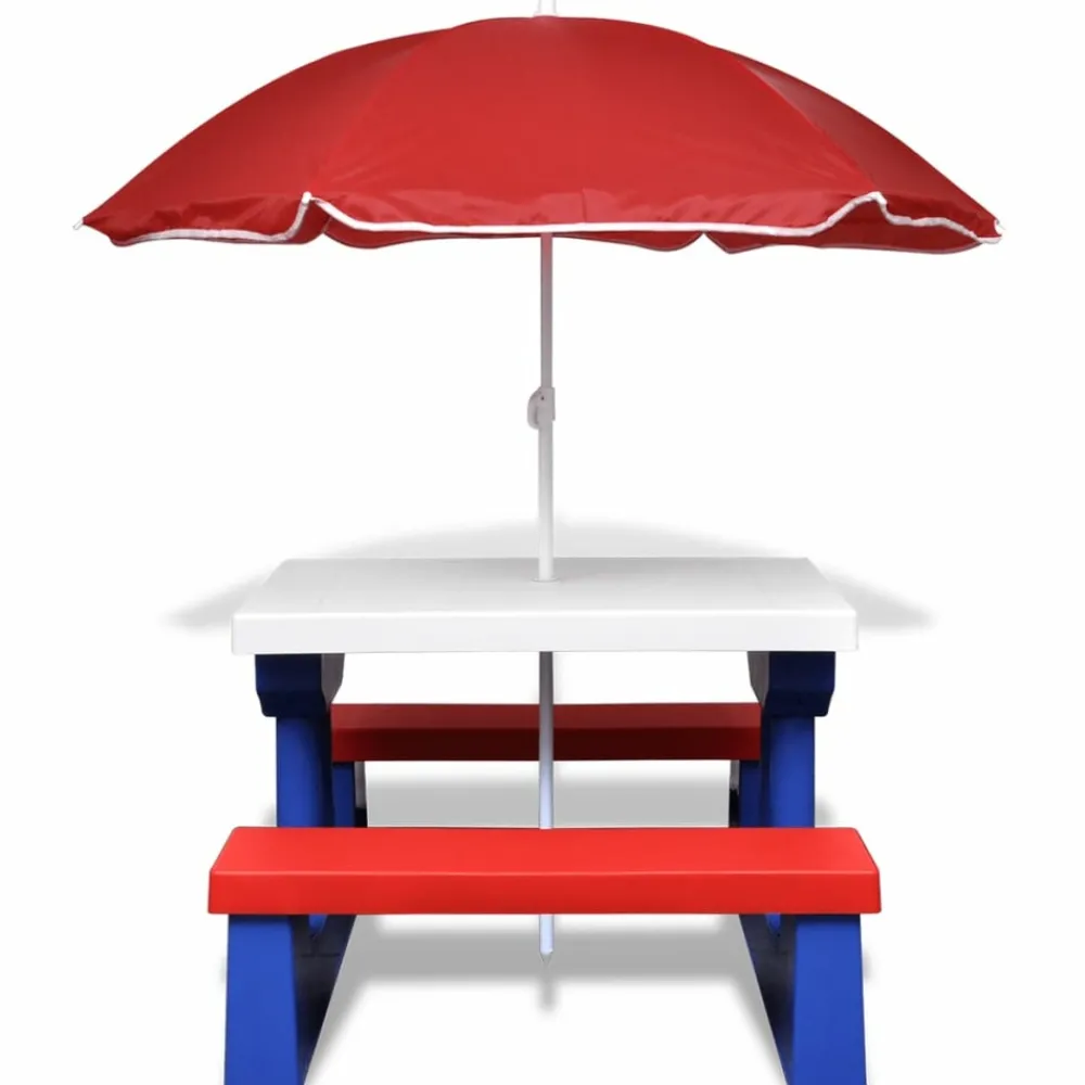 Maison Exclusive Mobilier Pour Enfants | - Table et bancs de pique-nique avec parasol pour enfants