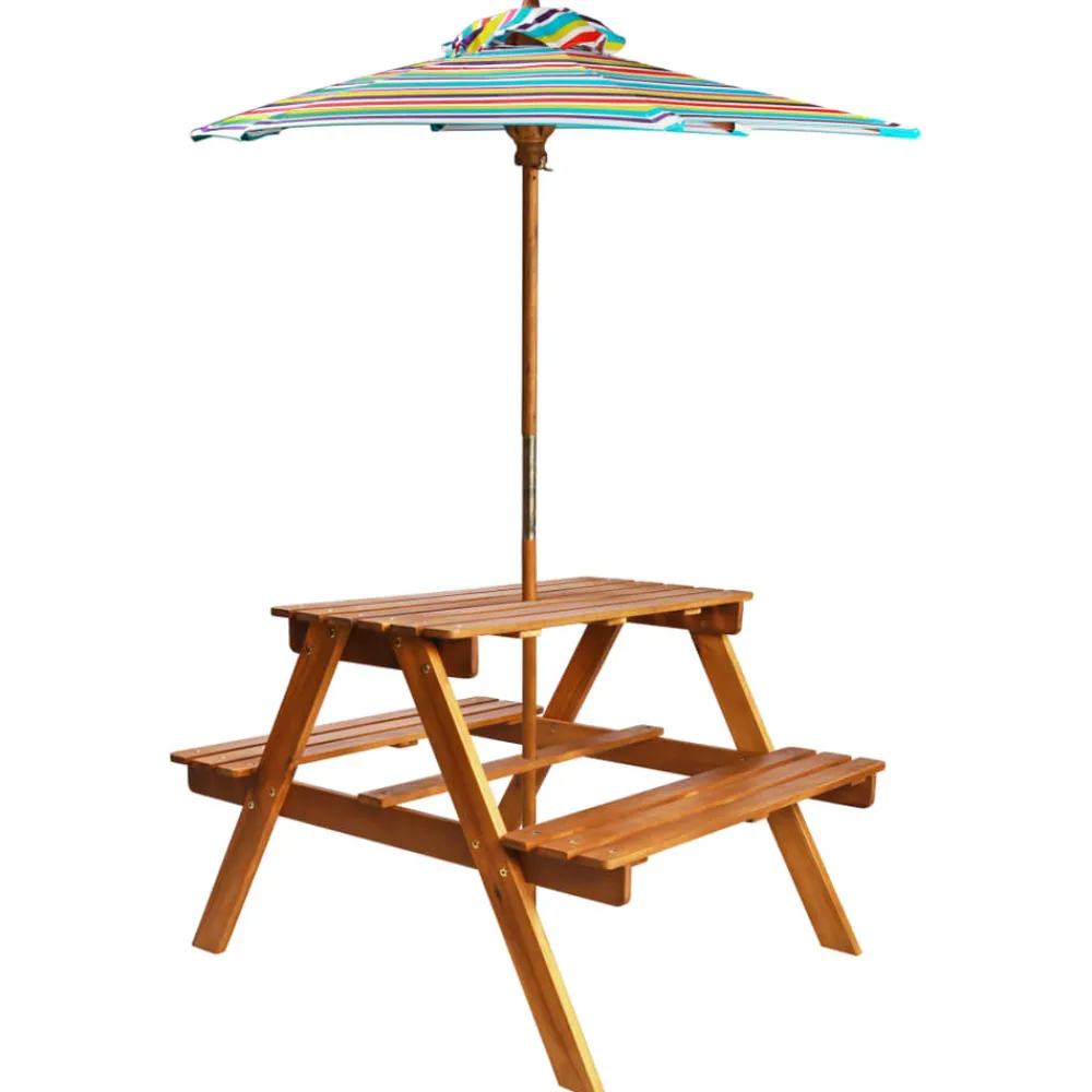 Maison Exclusive Mobilier Pour Enfants | - Table à pique-nique et parasol enfants 79x90x60cm acacia solide