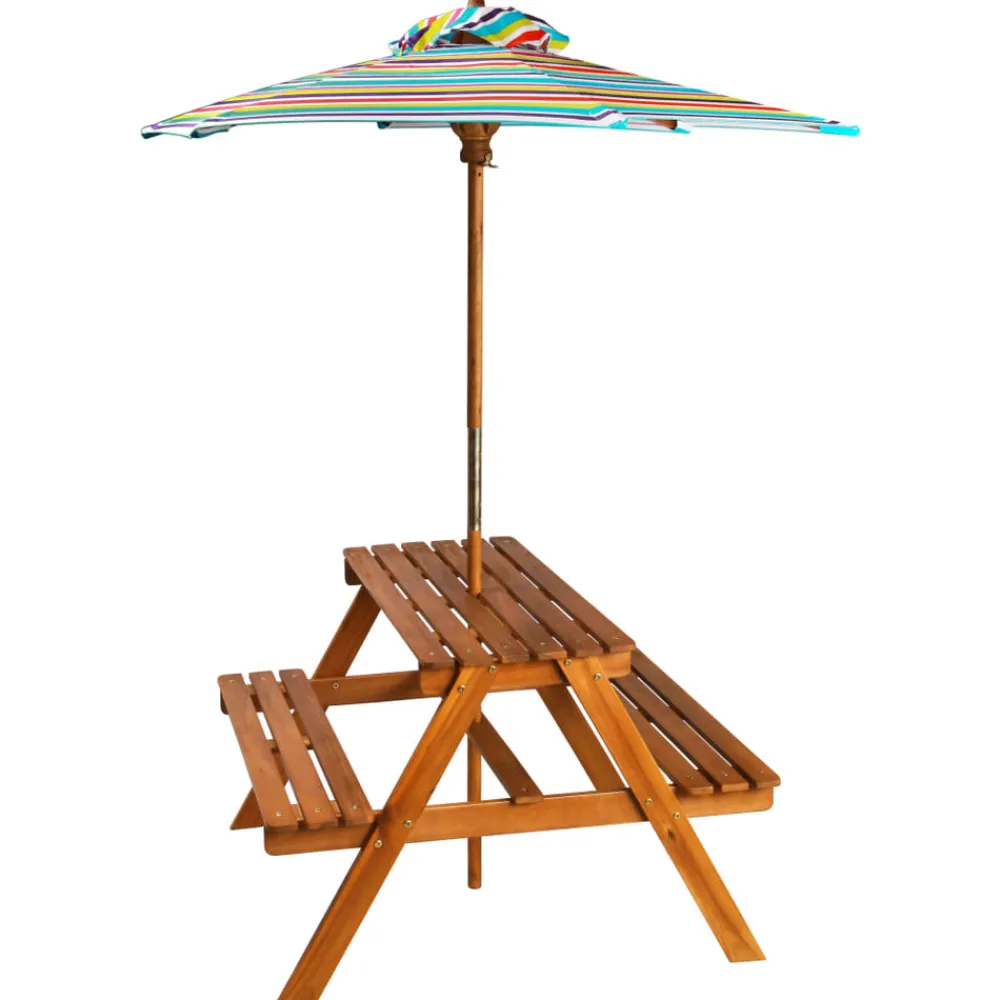 Maison Exclusive Mobilier Pour Enfants | - Table à pique-nique et parasol enfants 79x90x60cm acacia solide