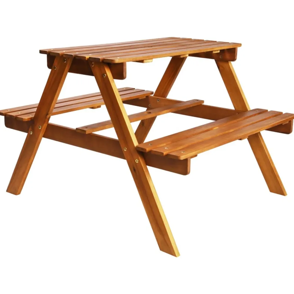 Maison Exclusive Mobilier Pour Enfants | - Table à pique-nique et parasol enfants 79x90x60cm acacia solide