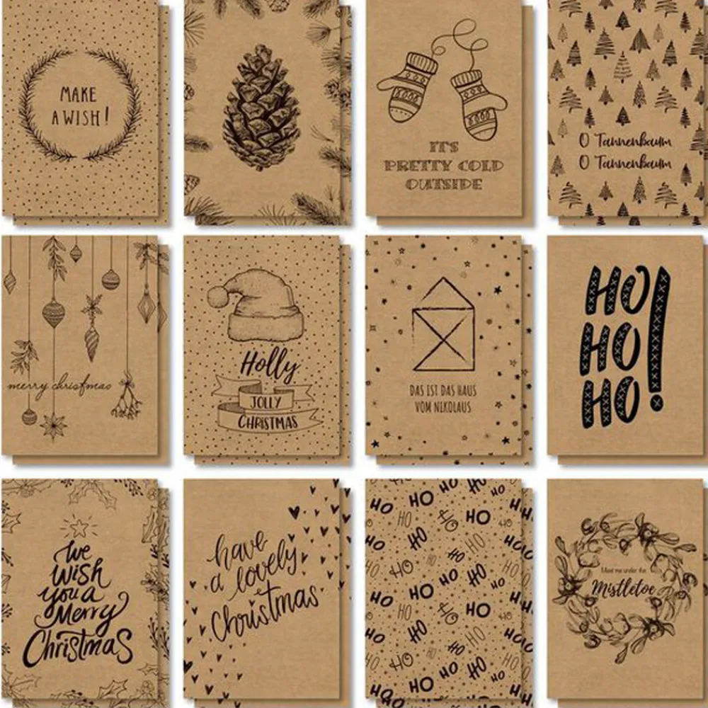 Mes Courses En Vrac - 24 cartes de noel en kraft Clearance