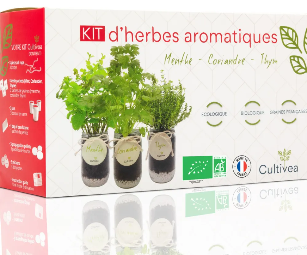 Mes Courses En Vrac - Cultivea® kit prêt à pousser d’herbes aromatiques - menthe, coriandre, thym Outlet