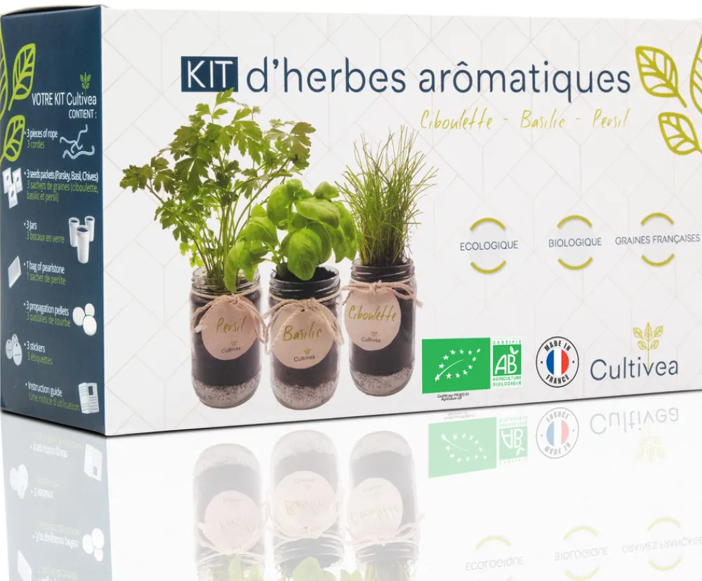 Mes Courses En Vrac - Cultivea kit prêt à pousser d’herbes aromatiques - jardin potager d’intérieur - (ciboulette, basilic persil) Discount