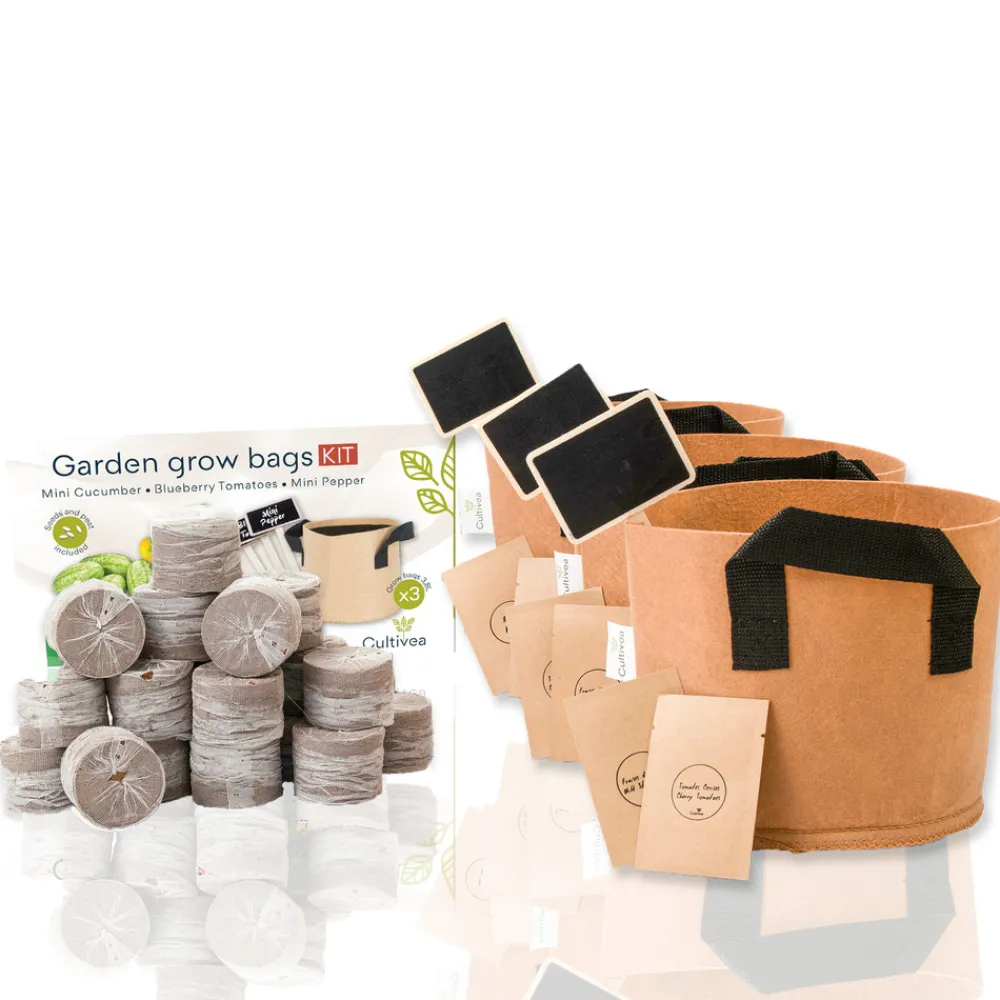 Mes Courses En Vrac Graines De Légumes Et Aromatiques | - Cultivea kit sacs de culture prêt à pousser - concombre, tomate, poivron