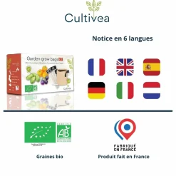 Mes Courses En Vrac Graines De Légumes Et Aromatiques | - Cultivea kit sacs de culture prêt à pousser - concombre, tomate, poivron