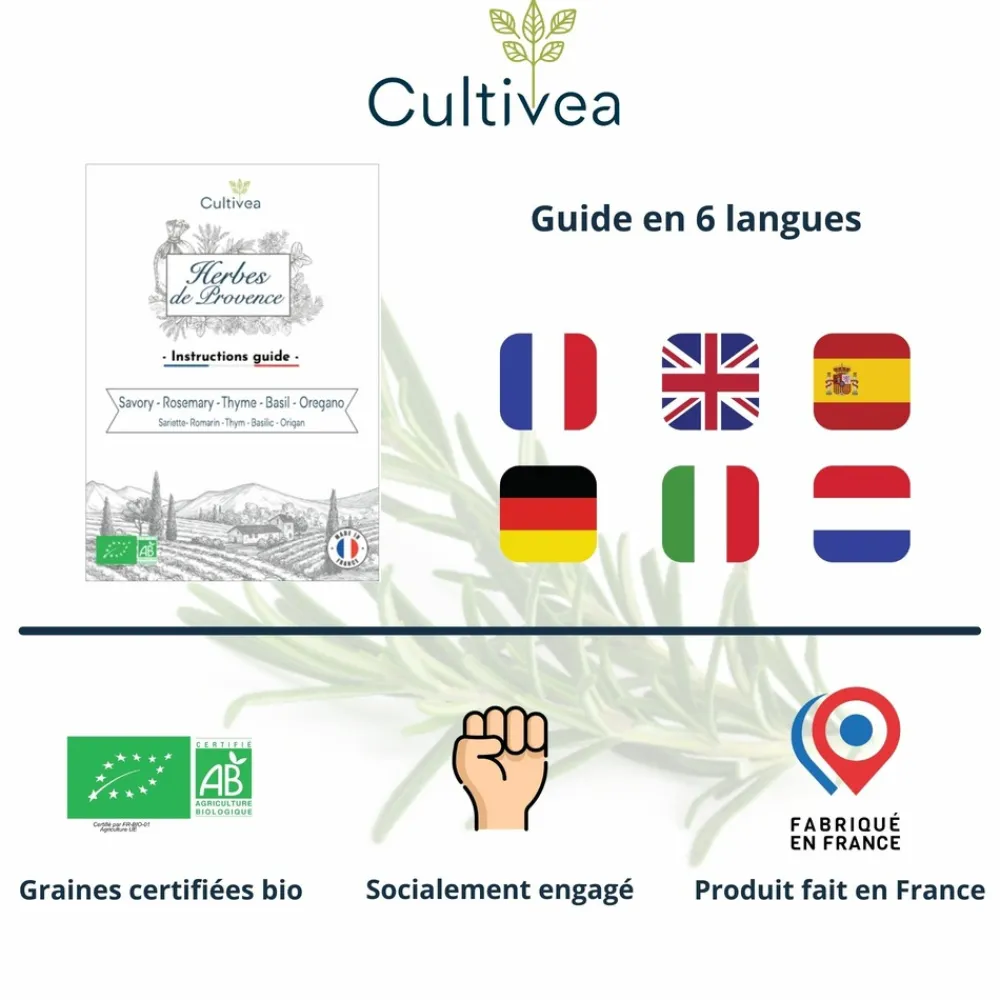 Mes Courses En Vrac Graines De Légumes Et Aromatiques | - Cultivea saveurs du monde - kit prêt à pousser herbes de provence - sarriette, romarin, thym, basilic, origan