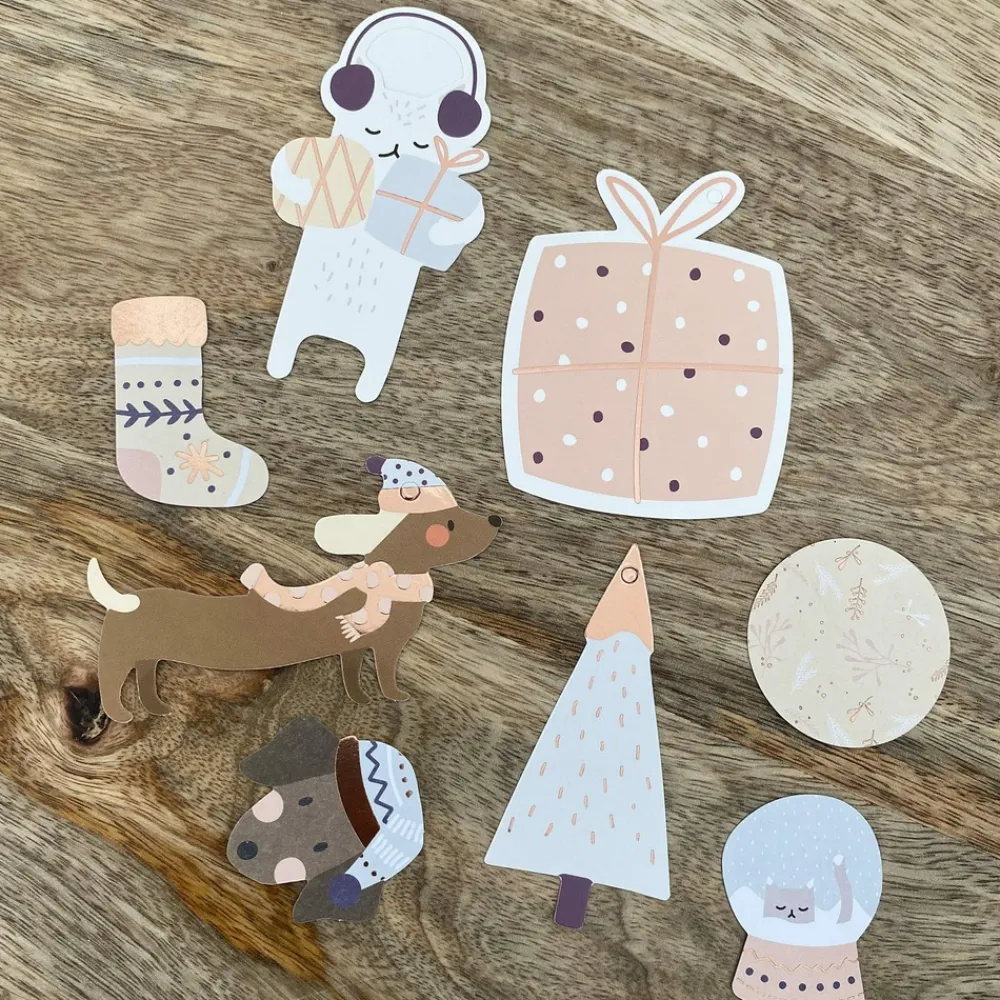 Mes Courses En Vrac Librairie Et Papeterie | - Kit d'emballage cadeaux (étiquettes, stickers, décorations, cordelettes) pastel de no ël
