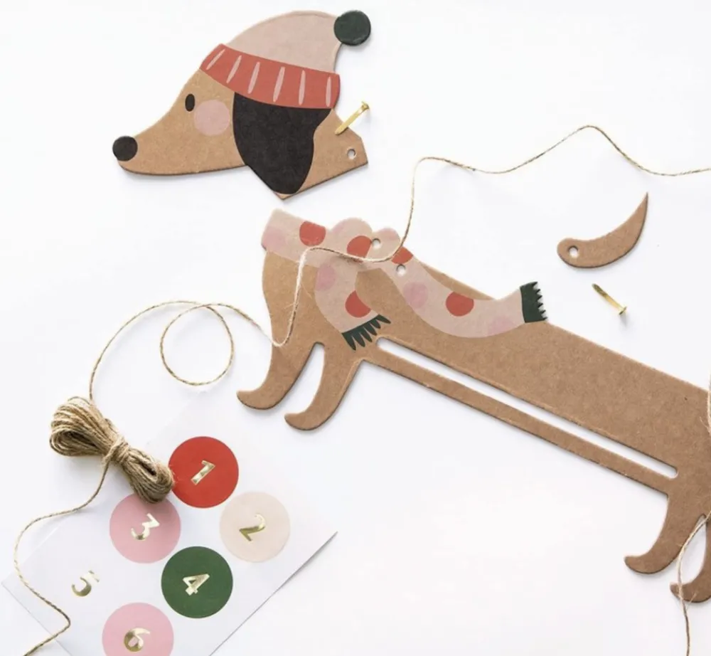 Mes Courses En Vrac - Kit pour faire son propre calendrier de l'avent en kraft - motif chien Clearance