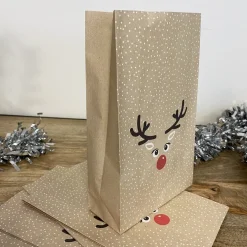Mes Courses En Vrac Librairie Et Papeterie | - Lot de 6 sacs cadeau en papier rennes