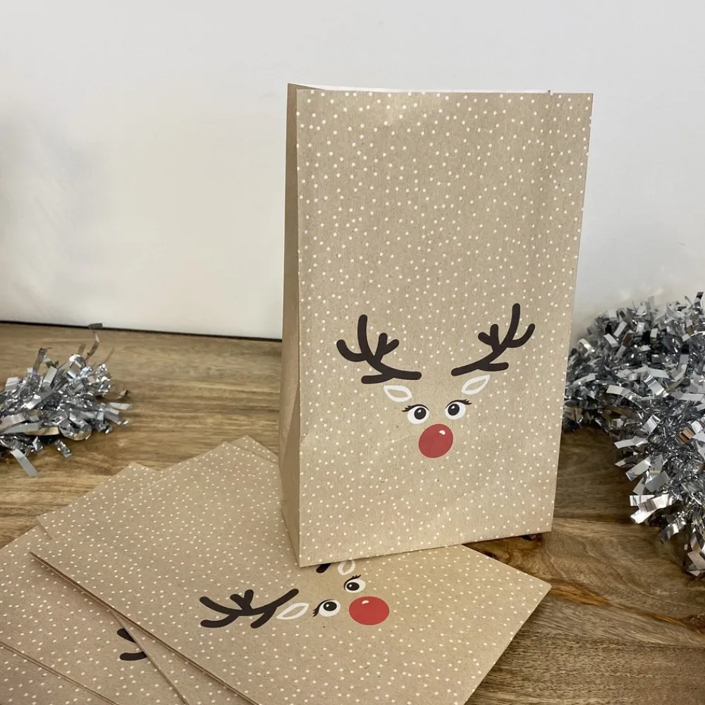 Mes Courses En Vrac Librairie Et Papeterie | - Lot de 6 sacs cadeau en papier rennes