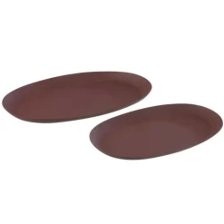 Paris Prix - Lot de 2 plateaux en métal "lise" 54cm bordeaux Hot