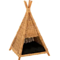 Paris Prix Paniers, Transports Et Chatières | - Tipi pour chat en rotin "coussin" 72cm jaune miel