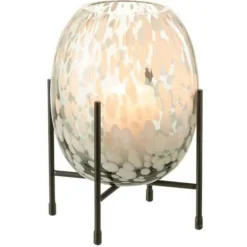 Paris Prix Vases Et Coupes | - Vase sur pied design "tâche" 22cm gris & blanc