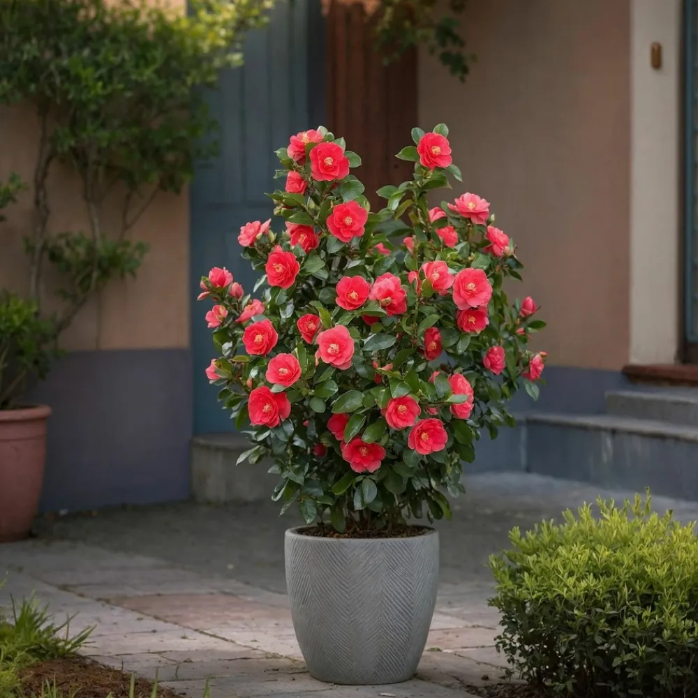 Plant In A Box Fleurs De Saison | - Camélia - camellia japonica 'lady campbell' - hauteur 50-60cm - ⌀15cm