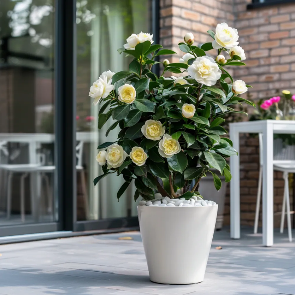 Plant In A Box Fleurs De Saison | - Camélia - camellia japonica 'brush field' - hauteur 50-60cm - ⌀15cm