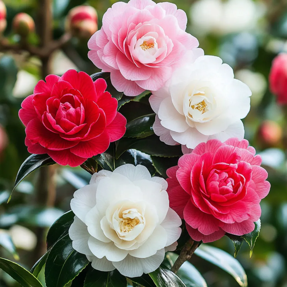 Plant In A Box Fleurs De Saison | - Camélia - set de 3 - camellia japonica - hauteur 25-40cm - ⌀9cm