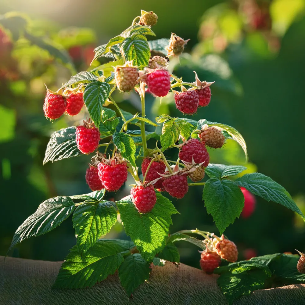 Plant In A Box - Framboisier - set de 2 - rubus idaeus 'malling promise' - h50-60cm - ⌀15cm Sale