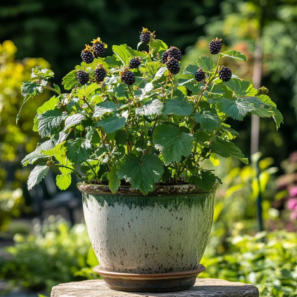 Plant In A Box - Mûrier - set de 2 - rubus fruticosus 'thornfree' - hauteur 50-60cm - ⌀15cm Hot