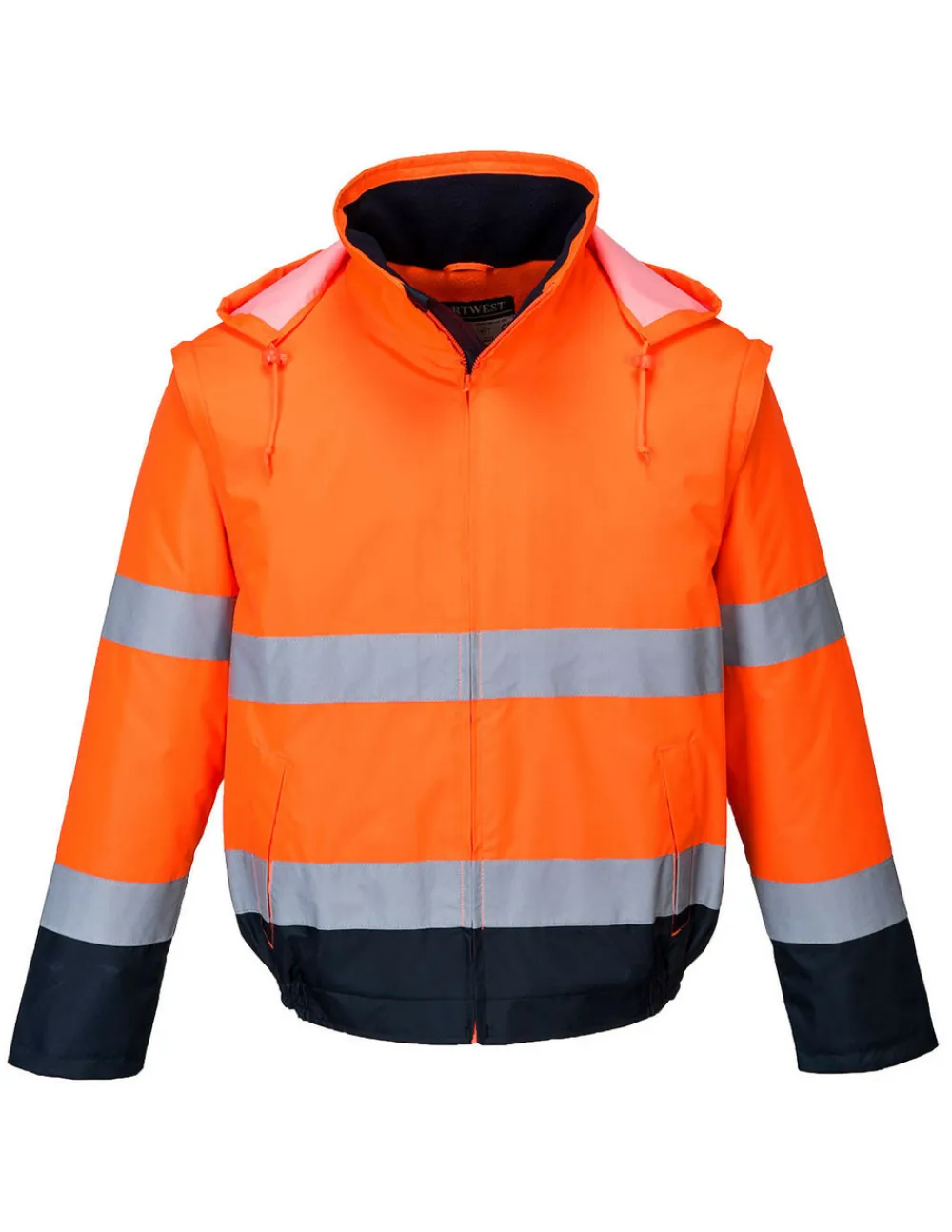 Portwest Vêtements | - Blouson hv 2-en-1 hv doublé polaire couleur : orange/marine taille s -