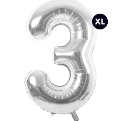 Rico Design - Ballon aluminium chiffre "3" argenté, haut. 86 cm Outlet