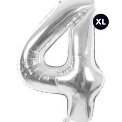 Rico Design Fête Et Anniversaire | - Ballon aluminium chiffre "4" argenté, haut. 86 cm